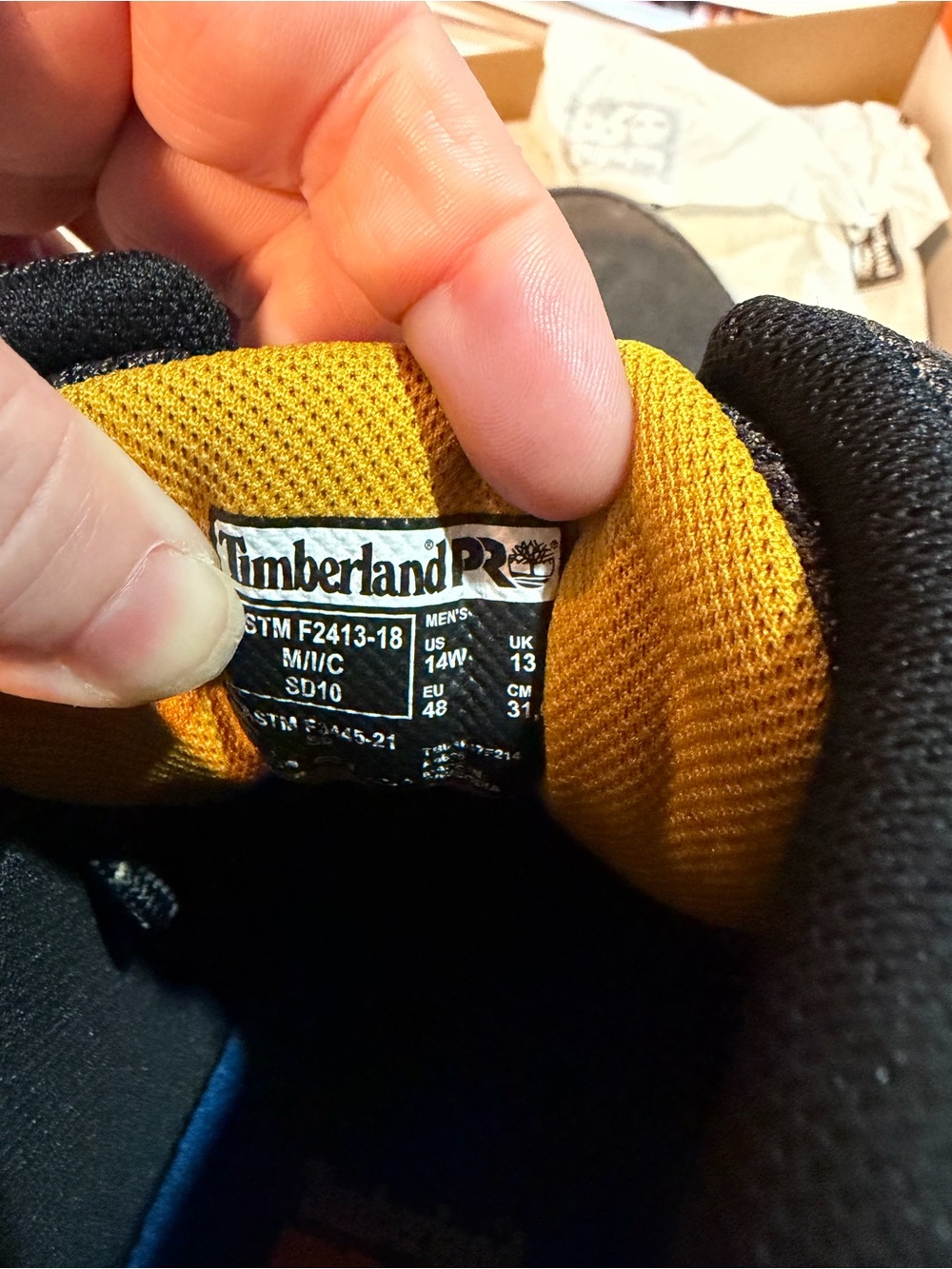 Timberland PRO Black Boots with Yellow Mesh Collar